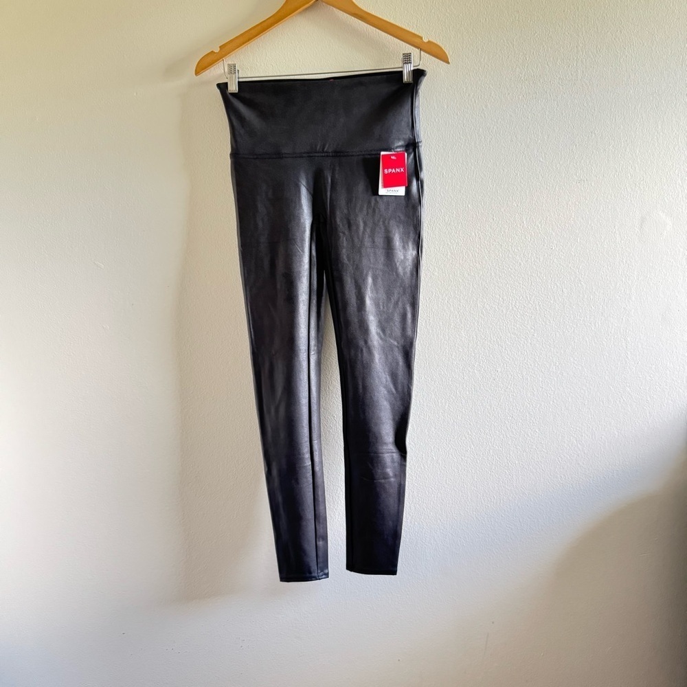 NWT Spanx Black Faux Leather High-Waisted Leggings size Large - Picture 3 of 11